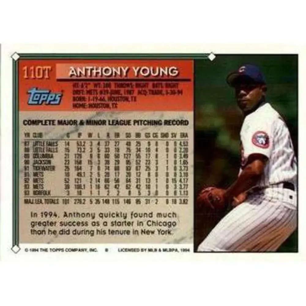 1994 Topps Traded Anthony Young 110T Chicago Cubs